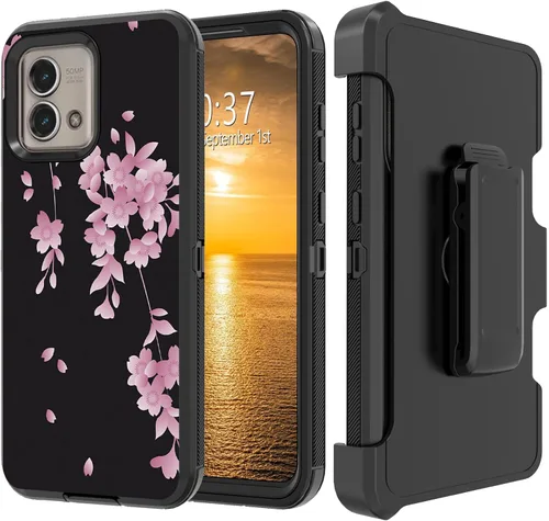 Vista 54 de Funda para Moto G Stylus 5G 2023 con funda de clip para cinturón y soporte, resistente de doble capa, resistente a prueba de golpes, para Motorola