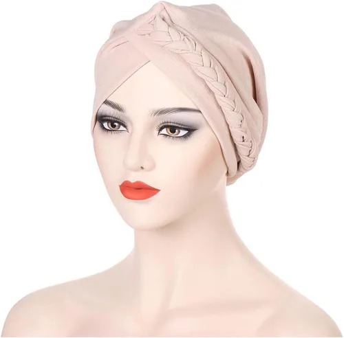 Vista 6 de Lucky staryuan Gorros para el cáncer de quimioterapia para mujer, suave y preatado, trenzado trenzado, turbante