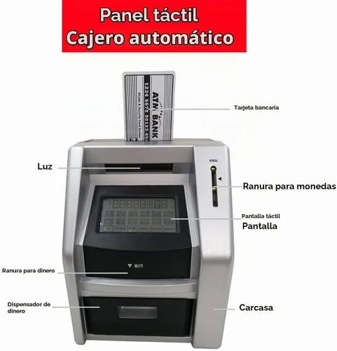 Vista 4 de Caja de ahorros de cajeros automáticos de juguete para niños con pantalla