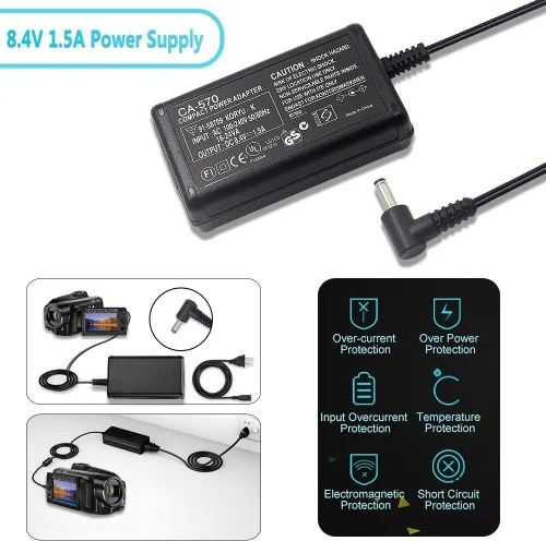 Vista 2 de Cargador adaptador de CA CA-570 compatible con Canon XA25, XA10, XA-20, XA30, HG20, XH-A1, XA-30, HF M31 HF S10 Vixia HF100, XA11, HF G20, FS200