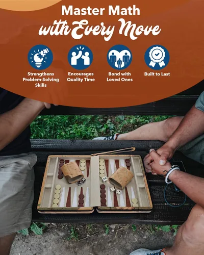 Vista 5 de WE Games Tablero de backgammon con estilo de mapa magnético y correa de transporte, juegos de mesa para adultos, juegos de viaje
