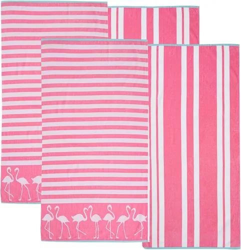 Vista 26 de Great Bay Home Toallas de playa 100% algodón, paquete de 4 toallas de piscina de 30 x 60 pulgadas, toallas absorbentes y de secado rápido