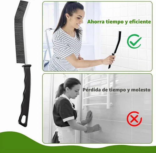 Vista 3 de Cepillo de limpieza de grietas, 8 piezas de suministros de limpieza, cepillo de cerdas duras para limpieza de grietas, cepillos de limpieza