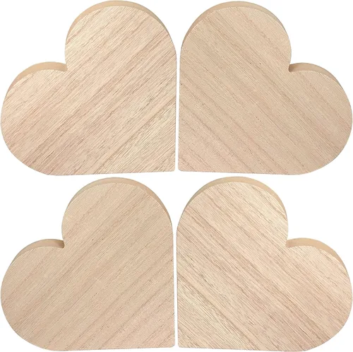 Vista 4 de Paquete de 4 letreros de madera de madera de 6 pulgadas de grosor con forma de corazón de madera de fibropanel de densidad media sin terminar