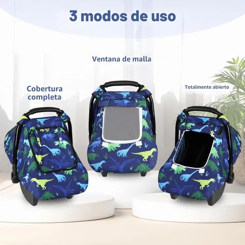 Vista 3 de TANOFAR - Funda para asiento de coche de bebé a prueba de viento, capota para asiento de coche infantil de 3D con lunares de visón y ventana