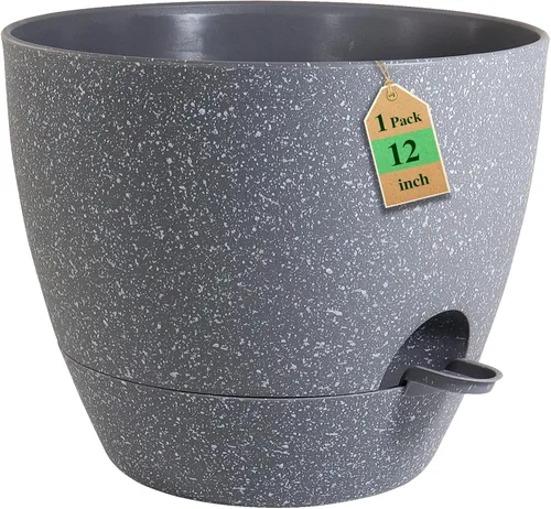 Vista 21 de Macetas de 8 pulgadas con riego automático, juego de 2 macetas de plástico con agujeros de drenaje de malla para plantas de jardín y flores, macetas