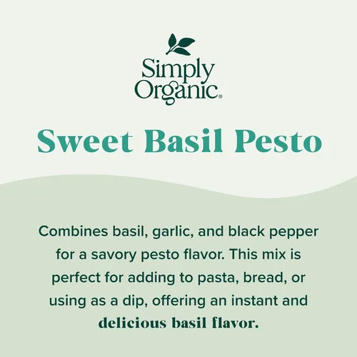 Vista 3 de Simply Organic Pesto de albahaca dulce, orgánico, 0.53 onzas (paquete de 12)