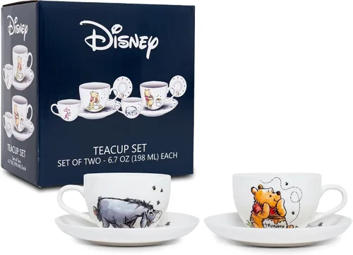 Vista 2 de Winnie The Pooh Disney Bone China Juego de taza de té y platillo de 4 piezas Tea Party con café, expreso, moca