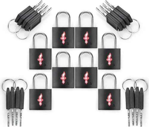 Vista 6 de Paquete de 4 cerraduras de equipaje cuadradas de neón aprobadas por la TSA con llave para maleta, mochila para portátil, accesorios de viaje 4