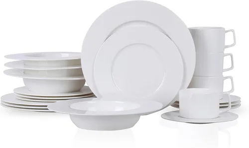 Vista 20 de Stone Lain Alexandria - Juego de vajilla de 16 piezas de porcelana china, blanco