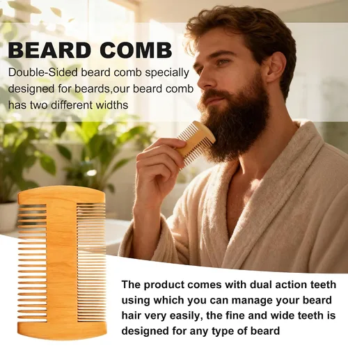 Vista 5 de Kit de Barba Kit de Cuidado de Barba con Aceite para Barba Bálsamo Cepillo Peine Tijeras Libro Electrónico Rellenos para Calcetines de Navidad Ideas