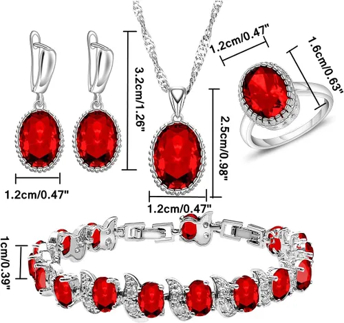 Vista 5 de LMXXVJ Juego de joyas para mujer con piedras preciosas de circonita cúbica, collar, pulsera de tenis, novia, aniversario, graduación, fiesta, regalo