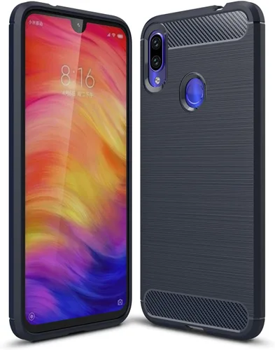 Vista 12 de Funda compatible con Xiaomi Redmi Note 7, fibra de carbono absorción de choque Slim Case (negro)