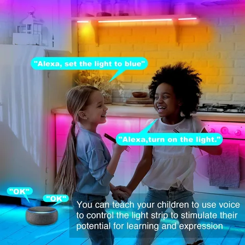 Vista 2 de dalattin Luces LED inteligentes WiFi de 130 pies, funciona con Alexa Google Assistant, control remoto de voz con aplicación, tira de luces LED RGB