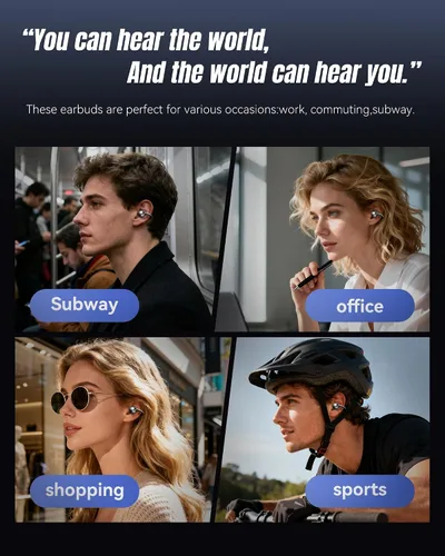 Vista 9 de King Lucky Auriculares de clip Gen 3, auriculares inalámbricos Bluetooth 6.0 de oreja abierta con micrófono, ajuste seguro para orejas pequeñas