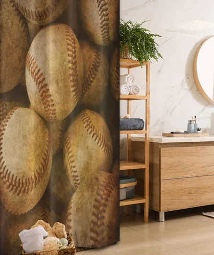 Vista 31 de set de cortina para baño decorativa de tela de poliéster con ganchos