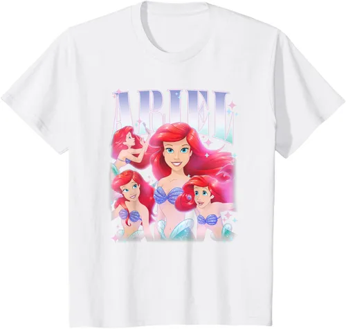 Vista 23 de Disney Camiseta de la princesa Ariel de la Sirenita Multi Pose, Negro