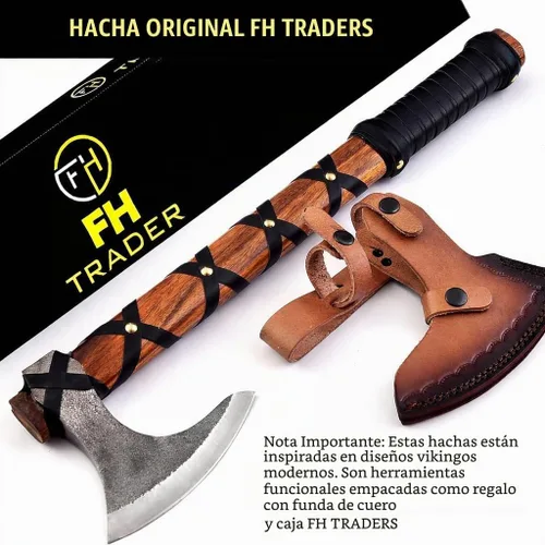 Vista 2 de Hacha vikinga de Ragnar Lothbrok con mango de madera de rosa - Hacha de caza de acero al carbono de alta forja de hoja afilada, hachas de camping