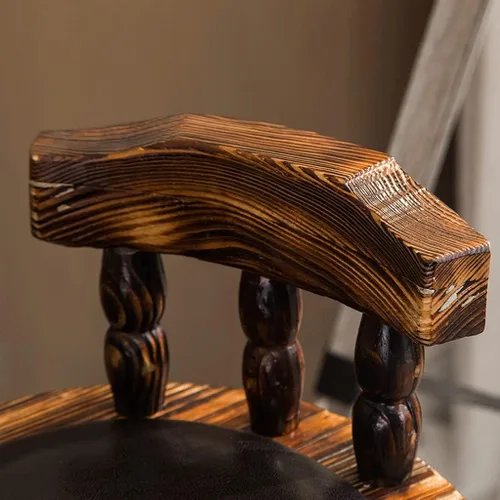 Vista 3 de Taburetes de bar giratorios de madera maciza con estilo de tela de altura de mostrador, esponja de resistencia, respaldo cómodo, asiento acolchado