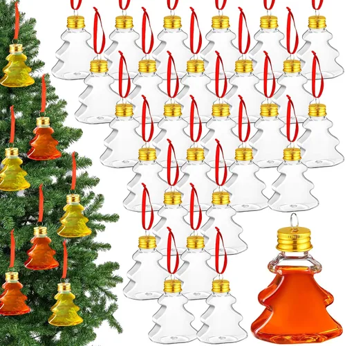 Vista 7 de Patelai 36 Piezas Bolas de Bebida de Navidad Adornos de Vaso de Chupito Transparente Adornos Rellenables para Árbol de Navidad Bombillas de Botella