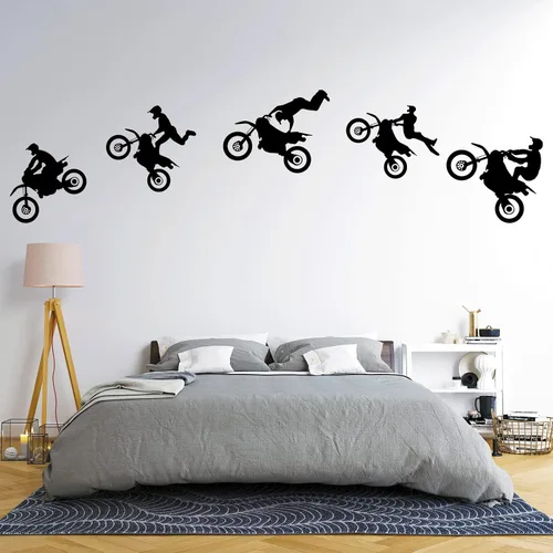 Vista 3 de Calcomanías de motocross, calcomanías de pared para motocicleta, calcomanías de pared para sala de estar, dormitorio, decoración de habitación
