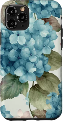 Vista 29 de Watercolor Shabby Chic Blue Hydrangeas Flower Case for iPhone 17