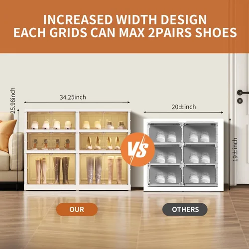 Vista 3 de CIMLORD Zapatero plegable de 3 niveles para armario, 12 pares de estantes de plástico para zapatos, caja de almacenamiento plegable para zapatos
