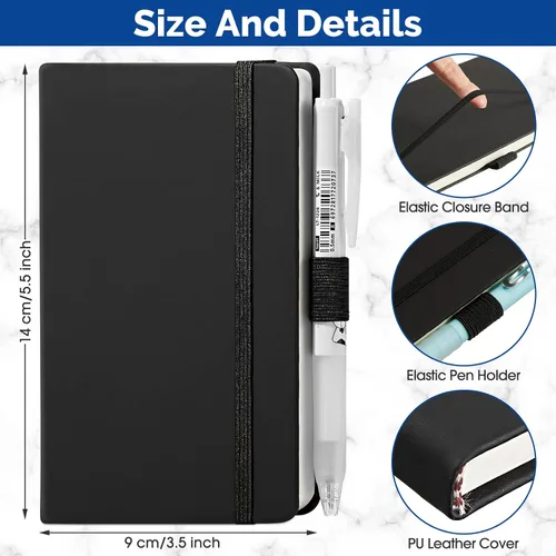 Vista 2 de Laumoi Paquete de 40 cuadernos de bolsillo, tamaño A6, mini diario de tapa dura, cuadernos forrados de cuero PU de 3.5 x 5.5 pulgadas, bloc de notas
