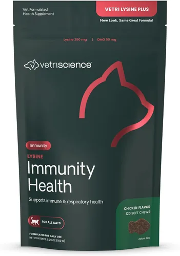 Vista 9 de VetriScience Gomitas de Lisina para la Salud de la Inmunidad, 250 mg de Lisina Plus Suplemento Inmunológico para Gatos y Gatito con Alergias