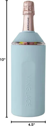 Vista 2 de Enfriador de botellas de vino y champán de Vinglacé personalizado, un regalo personalizado único para los amantes del vino (azul frío)