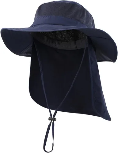 Vista 17 de Home Prefer Sombrero de sol UPF50+ de malla para exteriores, de ala ancha, con solapa para el cuello, sombrero de pesca para hombres y mujeres Verde