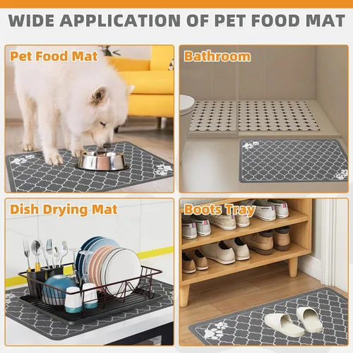 Vista 4 de KOOLTAIL Tapete de comida para perros, tapete absorbente de alimentación de mascotas para cuencos de comida y agua, almohadilla de colocación