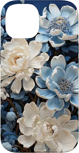 Vista 4 de iPhone 16 Chinoiserie Floral Toile Blue and White Case