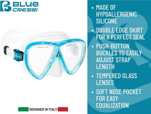 Vista 3 de Cressi Lightweight Adult Diving Mask with Silicone Skirt and Wide Field of View - Ikarus - Designed in Italy by Cressi