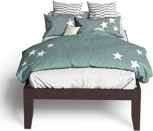 Vista 8 de KOTEK Base de cama de plataforma de madera maciza de 14 pulgadas, base de colchón con soporte de listones de madera, base de cama de madera de goma