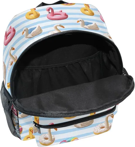 Vista 6 de ALAZA Toddler Backpacks for Boys Girls Flamingo Swan Circlen Bule Stripes Kids Backpack with Chest Clip and Name Tag,S