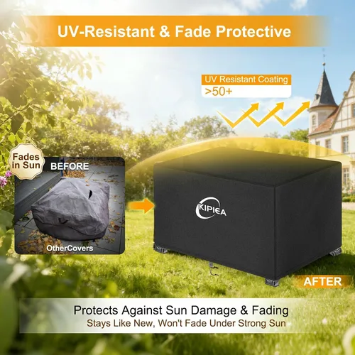 Vista 5 de Kipiea Funda rectangular para hoguera de 42 x 24 pulgadas, resistente 600D mejorada, 100% impermeable, resistente a los rayos UV y al desgarro