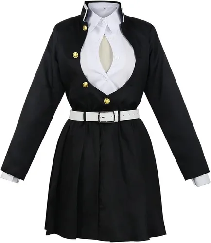 Vista 6 de Kanroji Mitsuri - Disfraz de cosplay de uniforme Kanroji, conjunto completo de Halloween para mujeres (Kanroji, L)