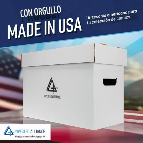 Vista 8 de Caja de almacenamiento de cómics cortos premium (paquete de 3 - blanco). Caja/gabinete de cartón grueso para cómics. Contenedor de libros de cómics