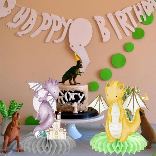 Vista 7 de Centros de mesa con diseño de panal de dragón, 11 piezas, decoración de fiesta de cumpleaños de dragón, decoraciones de panal de dragón