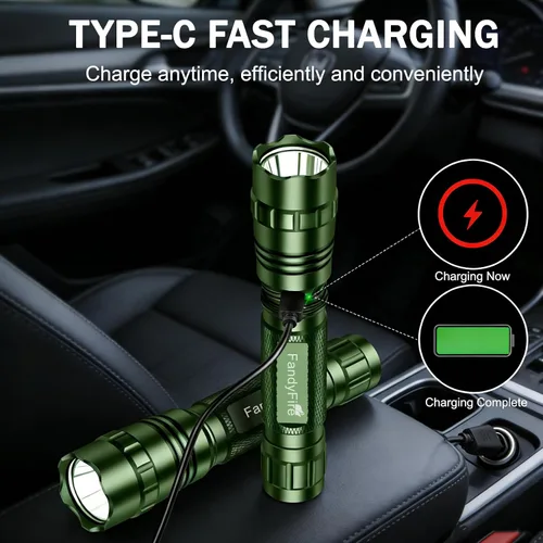 Vista 9 de Rechargeable Tactical Flashlight with Duty Belt Holster, 1000 High Lumens Police Flashlight with Holster, 3 Modes and Hidden C Port, Law Enforcement
