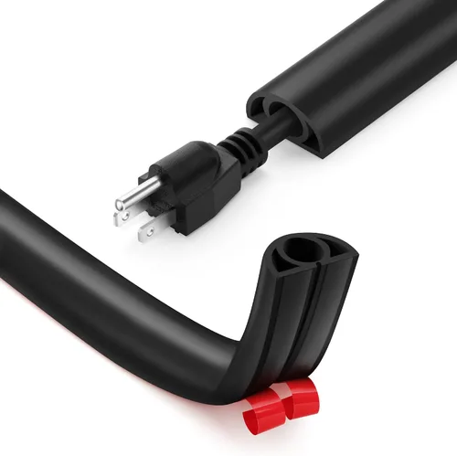 Vista 9 de ZhiYo 5ft Floor Cable Cover, Narrow Wire Protector for Corners, Black Negro