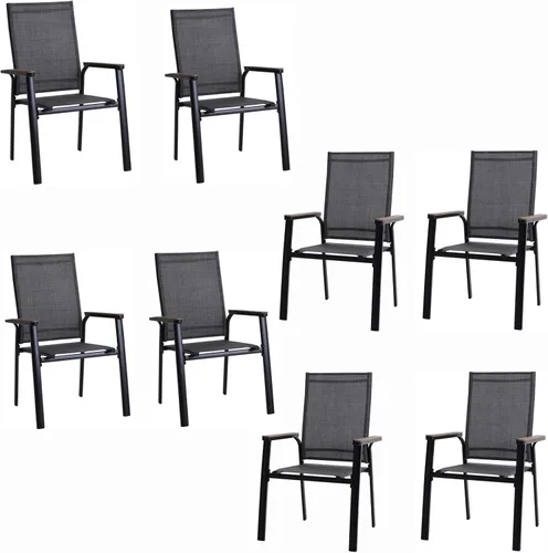 Vista 16 de MFSTUDIO Sillas de comedor para patio al aire libre, 2 sillas de patio con marco de metal con respaldo y reposabrazos, silla de patio resistente