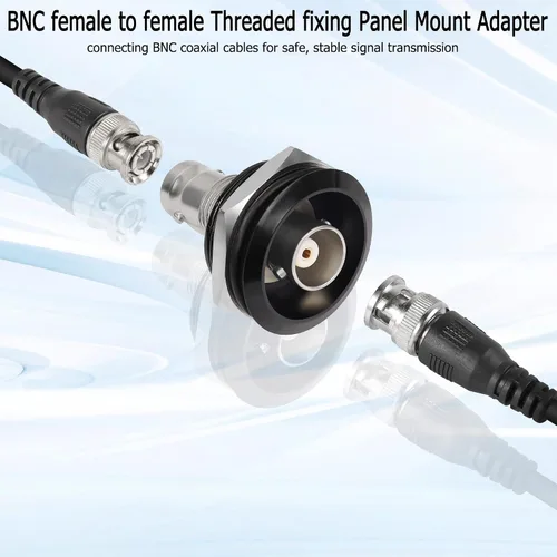 Vista 3 de QIANRENON Adaptador circular de fijación roscada BNC hembra a hembra Conector de montaje en panel BNC Toma de módulo de vigilancia BNC, 75 ohmios