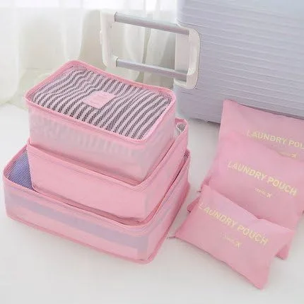 Vista 7 de 6 bolsas de almacenamiento de viaje para ropa cajas de embalaje bolsa organizadora de equipaje 6Pink