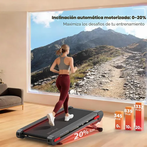 Vista 2 de Jogwell Walking Pad Treadmill with 12%/20% Auto Incline, 43"x18" Extra-Wide