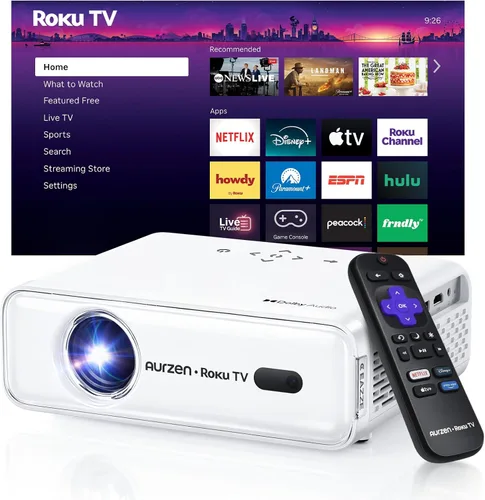 Vista 11 de Aurzen EAZZE - Proyector inteligente compatible con Google TV D1G 4K con WiFi y Bluetooth, enfoque automático y Keystone, Dolby Audio, Zoom
