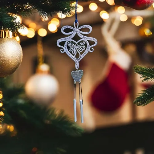 Vista 5 de Mooney Tunco, memorial con llamador de ángel "A Gift from Heaven" Engraved Pewter Wind Chime in Gift Box with Poem for Funeral Sympathy Gift or to