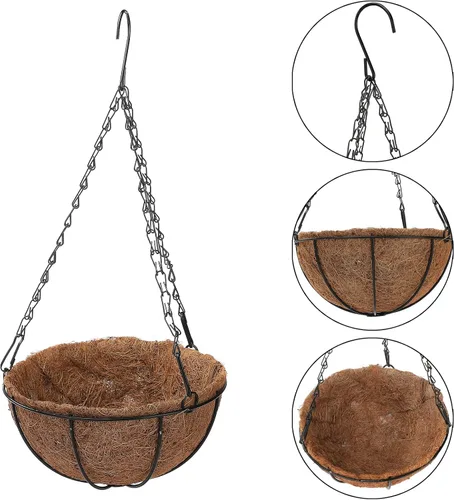 Vista 5 de Cesta colgante de Navidad preiluminada de 17.7 pulgadas, flor de pascua artificial, maceta colgante de flores de Navidad con luces, cesta de Navidad