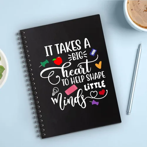 Vista 4 de It Takes A Big Heart - Cuadernos en espiral de tapa dura de 160 páginas de 6 x 8 pulgadas para escribir y dibujar, divertido diario negro o regalo